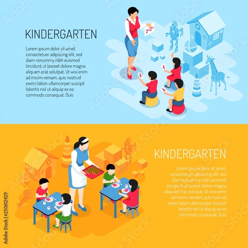 Kindergarten Isometric Banners