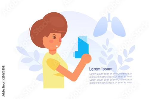 Asthma Vector. Cartoon. Isolated art on white background.