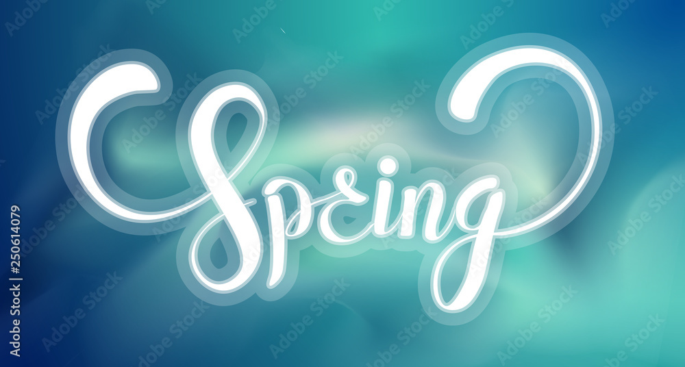 Fototapeta premium Spring background template with soft gradient colors backdrop and lettering.
