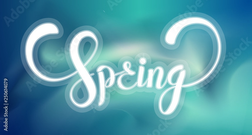 Spring background template with soft gradient colors backdrop and lettering.