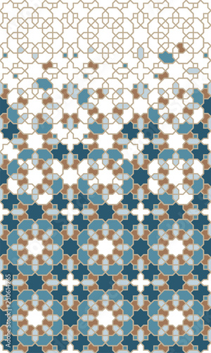 Basic RGBArabesque seamless vector pattern. Geometric halftone texture with color tile disintegration or breaking