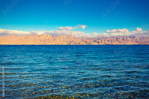 Canvas-taulu View of the Red sea and mountain. Eilat, Israel