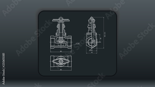 Valve drawing chalk drawing on blackboard