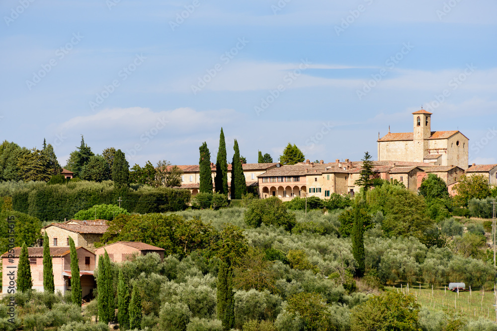 Auf der Tenuta di Monaciano. Gegenüber befindet sich die Certosa di Pontignano. Heute ein Gästehaus der Universität von Siena kann besichtigt werden.