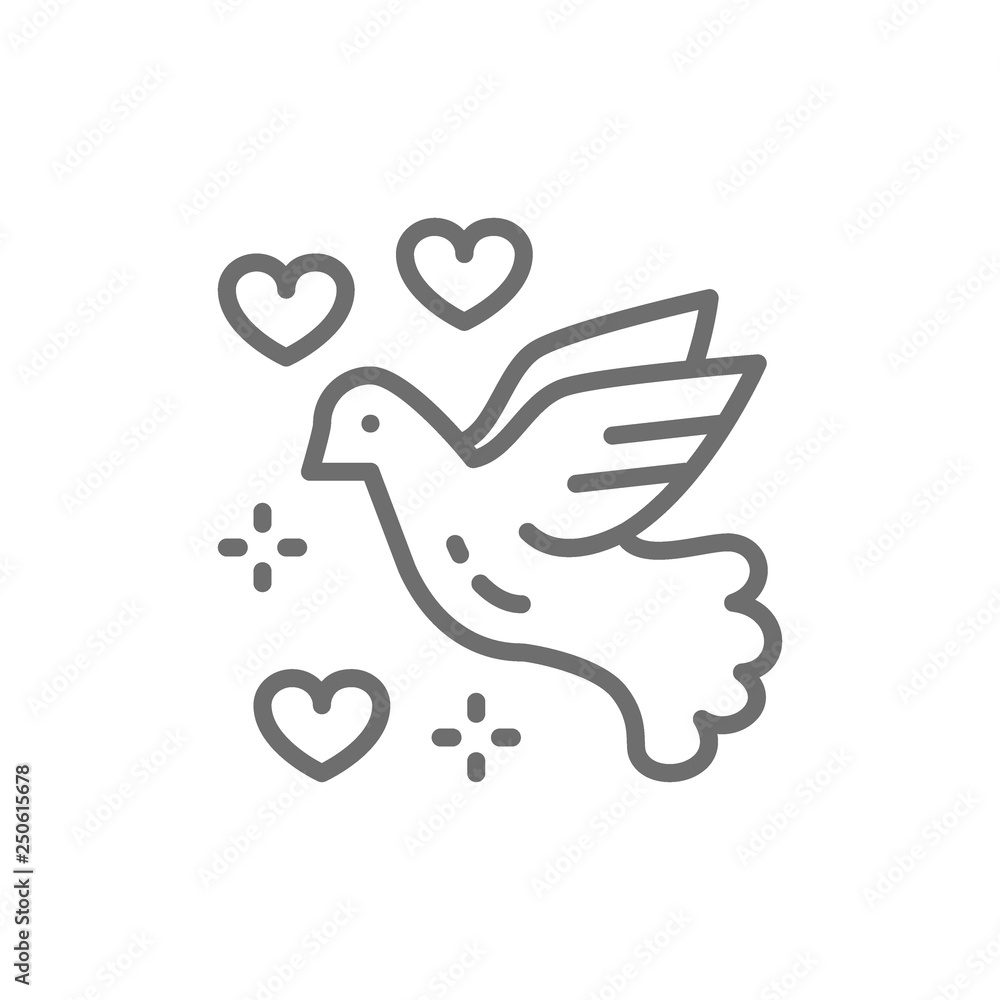 Dove of peace, love bird, pigeon, pacifism line icon. Dove of peace, love bird, pigeon, pacifism line icon.