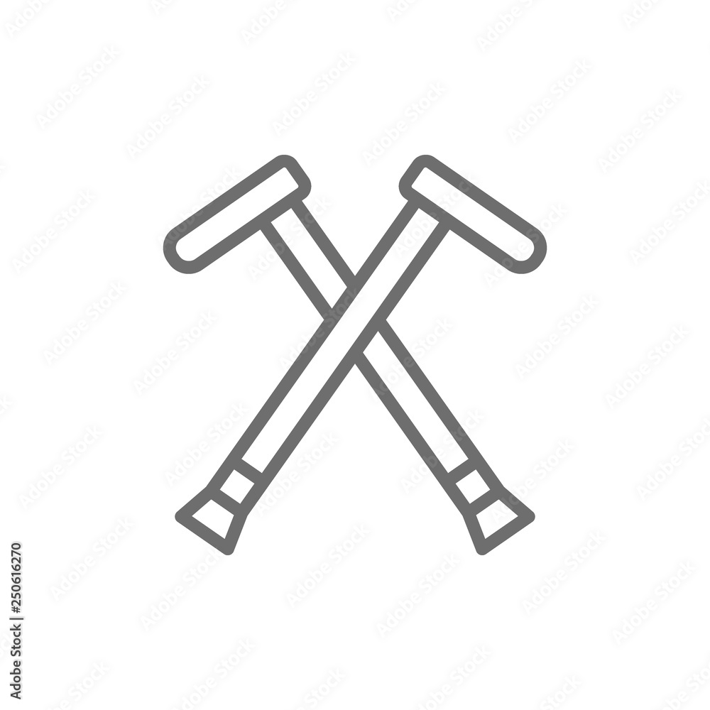 Crutches, walking sticks, crutch line icon. Crutches, walking sticks, crutch line icon.