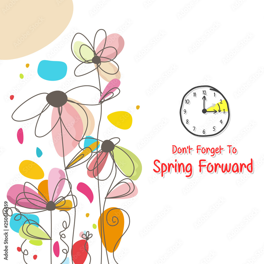 Spring Forward Banner. Daylight Saving Time Reminder Spring Time