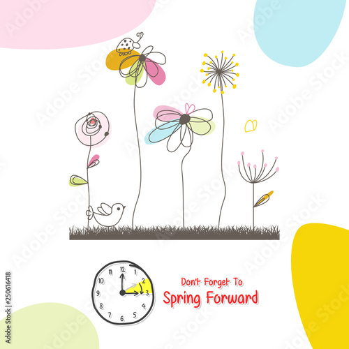 Spring Forward Banner. Daylight Saving Time Reminder - Spring Time Change.