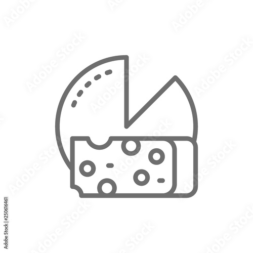 Cheese wheel with slice line icon.