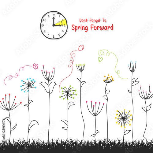 Spring Forward Banner. Daylight Saving Time Reminder - Spring Time Change.