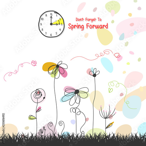 Spring Forward Banner. Daylight Saving Time Reminder - Spring Time Change.