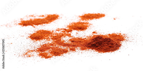 Pile of red paprika powder isolated on white background