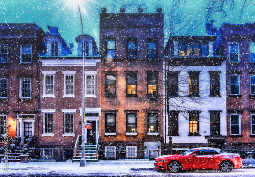 Canvas Print Snowing in Greenwich Village