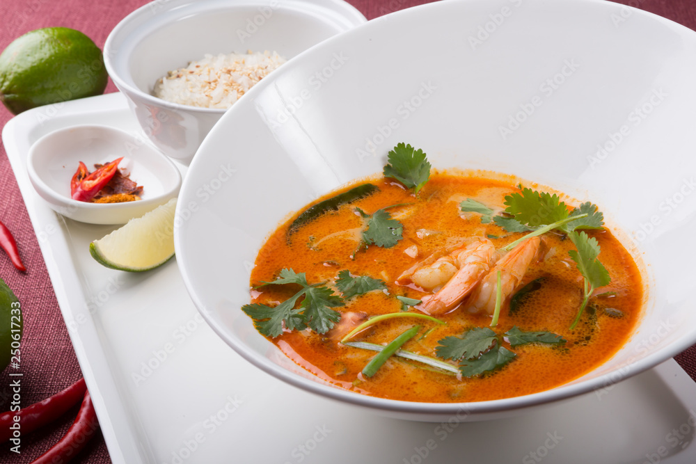 Thai tom yum shrimp soup