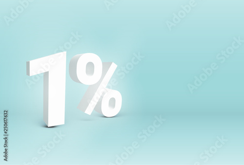 3D '1%' realistic sign, vector illustration