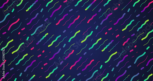 Colorful neon dashed lines, vector illustration