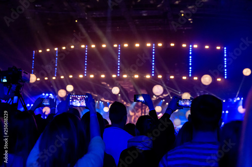 Wallpaper Mural Silhouettes of crowds of spectators at a concert with smartphones in their hands. Torontodigital.ca