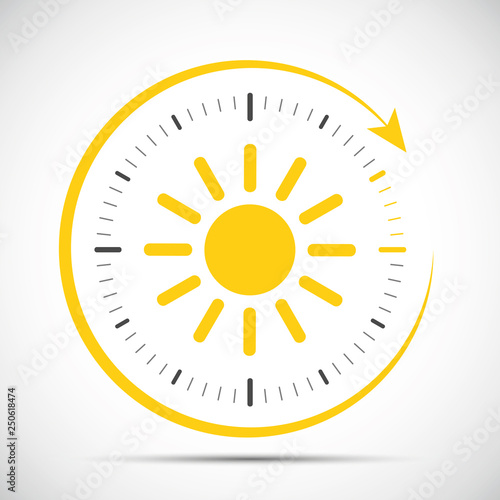 clock with sun summer time change vector illustration EPS10