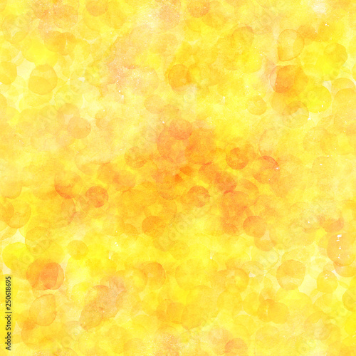 A seamless pattern of yellow watercolor dots. A hand drawn repeat print, an abstract background
