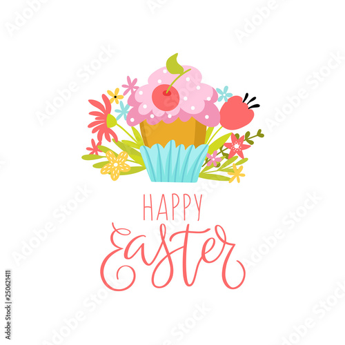Easter card with lettering and cake