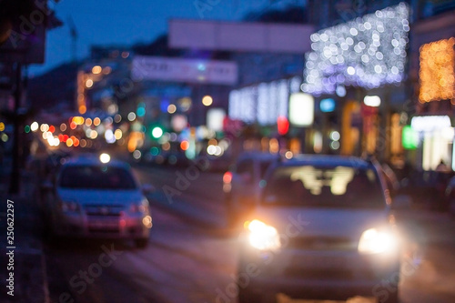 Night city traffic. Blurred. © Anastasiia