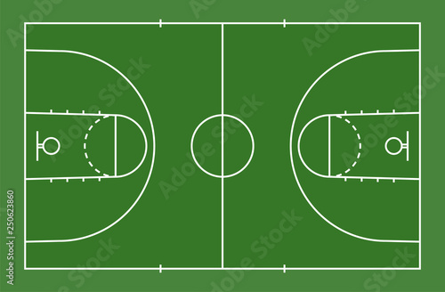 Green basketball court floor with line for background. Basketball field. Vector.