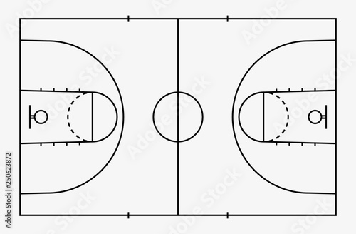 Basketball court floor with line for background. Basketball field. Vector.