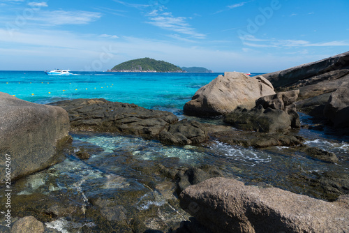 Landscape view of Similan Island and Phuket Island, tropical island in Thailand. Very beautiful and paradise beach and sea. © mnonchan