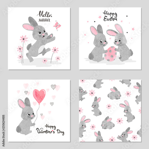 Cute Bunny vector illustrat...