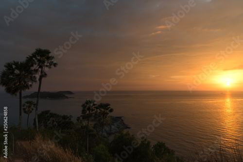 Landscape view of beautiful sunset at Phuket troipcal island in Thailand.