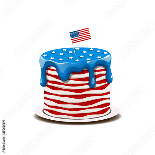 Cake in the colors of the American flag with stars and stripes