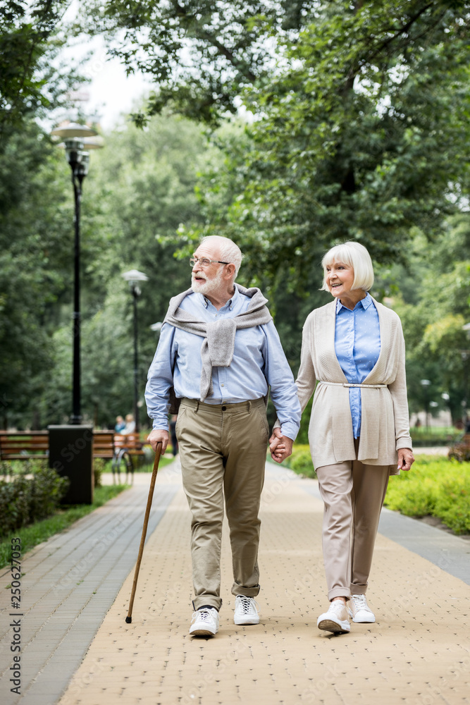 happy smiling senior couple walking in park happy smiling senior couple walking in park