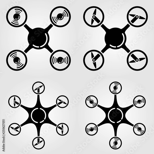 Set of modern drone icons. Vector illustration.