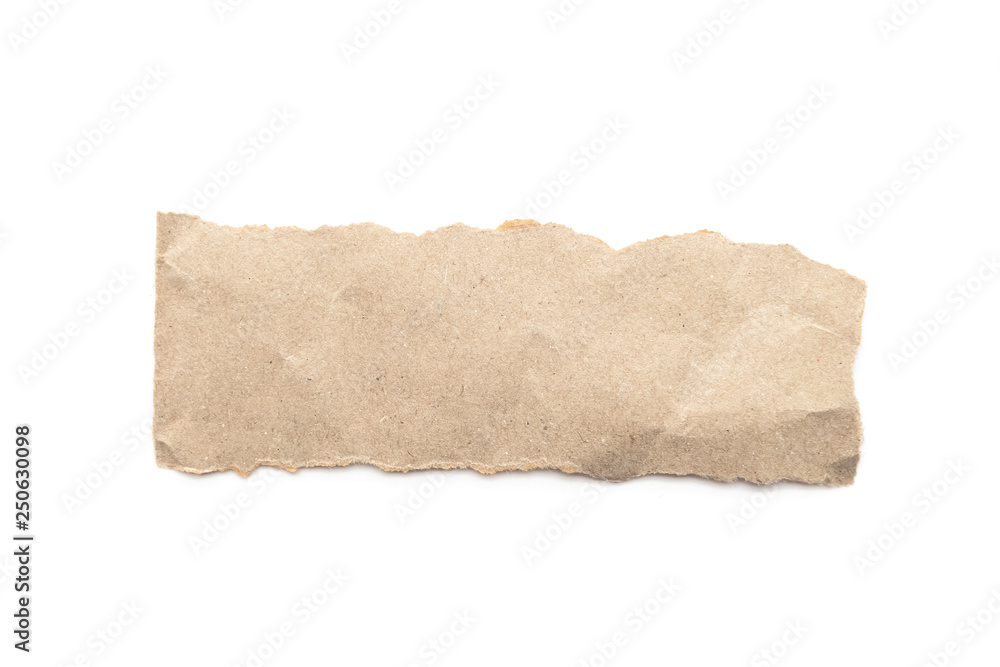 Recycled paper craft stick on a white background. Brown paper torn or ripped pieces of paper isolated on white. Recycled paper craft stick on a white background. Brown paper torn or ripped pieces of paper isolated on white.
