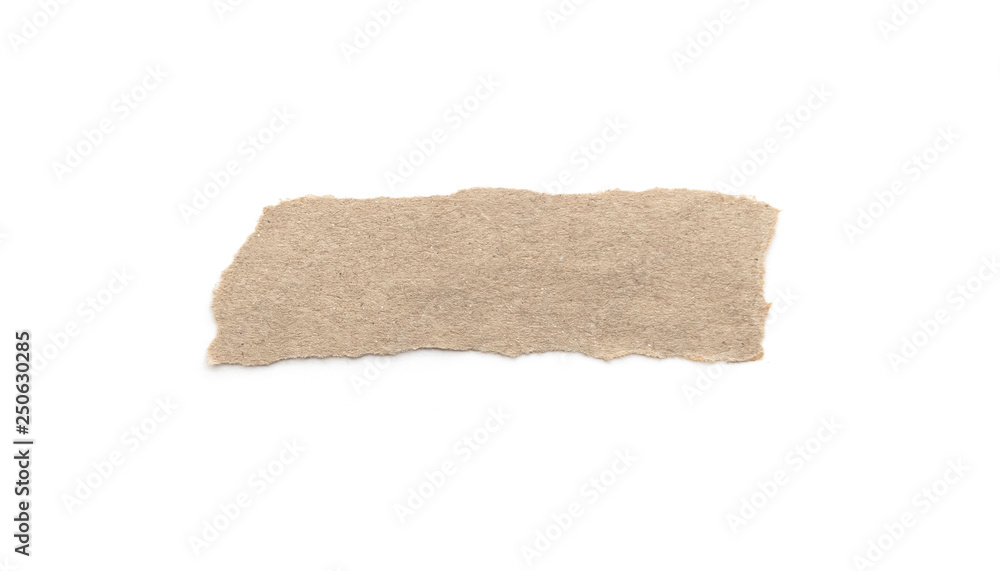 Recycled paper craft stick on a white background. Brown paper torn or ripped pieces of paper isolated on white. Recycled paper craft stick on a white background. Brown paper torn or ripped pieces of paper isolated on white.