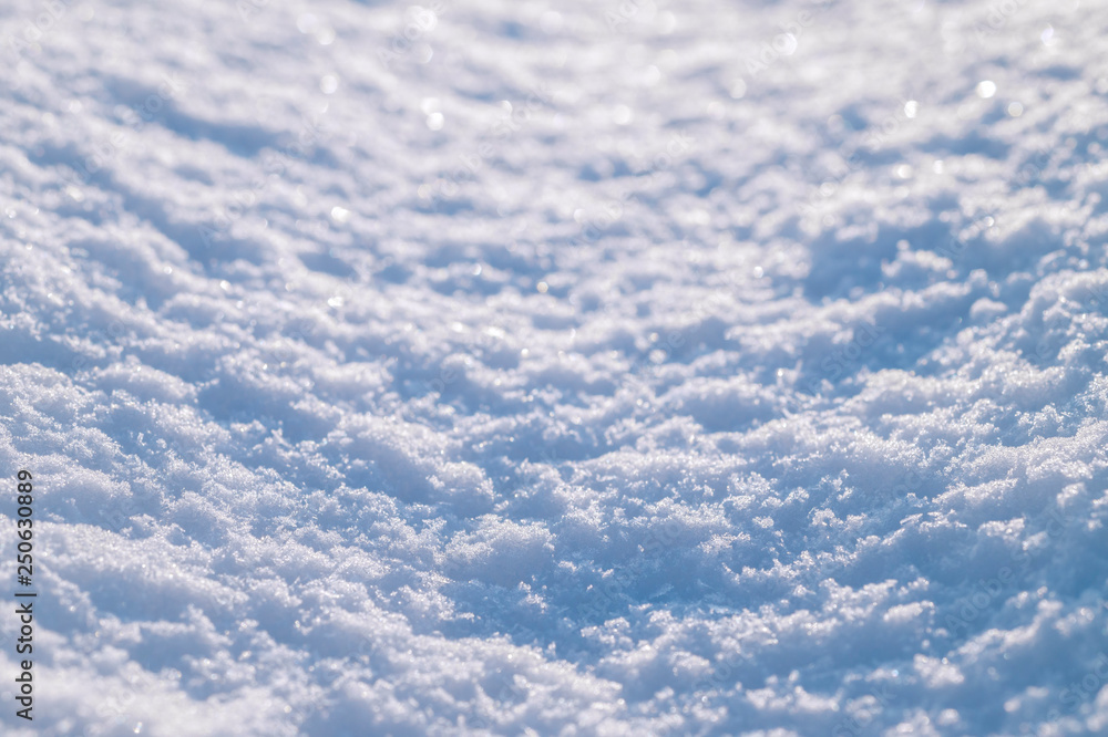 Fototapeta premium Snow Cover Close-up Bokeh Background