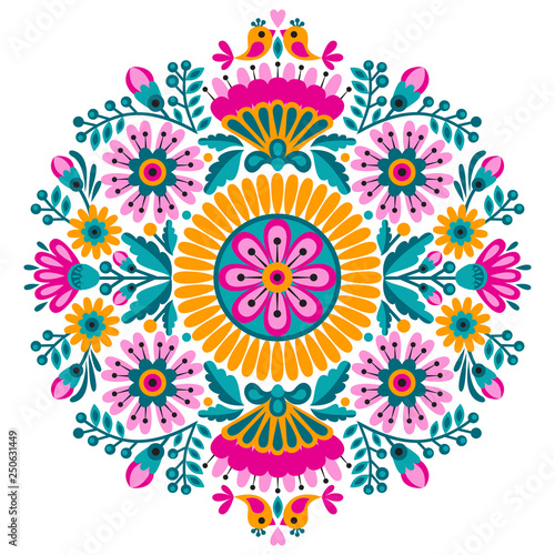 geometric ethnic decoration. Fashion mexican, navajo or aztec, native american ornament.  Colored vector design element for frame and border, textile, fabric or paper print. Vector illustration © anhut