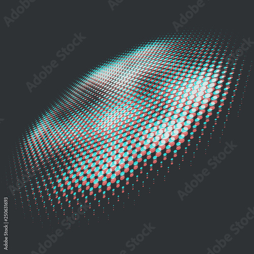 Anaglyph 3D Halftone Design Element