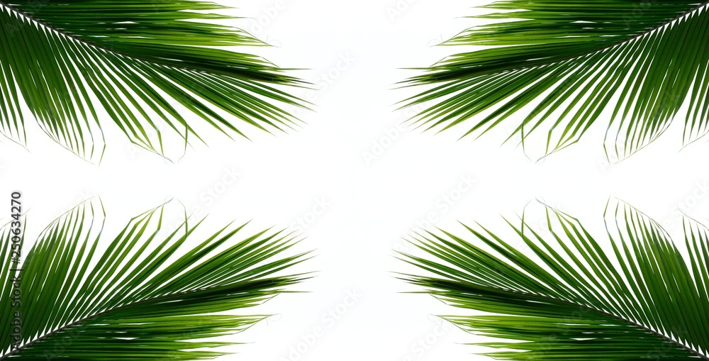 Fototapeta premium Palm leaves isolated on white background