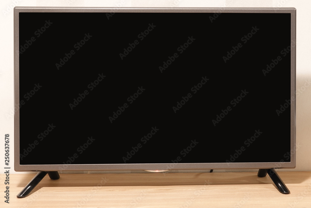 Blank black screen TV monitor on shelf Stock Photo Adobe Stock