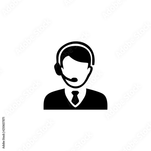 Call center worker with headset.