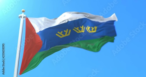 Flag of the russian federal subject of Tyumen Oblast, Russia. Loop photo