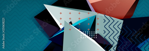 3d triangular shapes geometric background. Origami style pattern with triange shapes for decorative design. Poster design. Line design. Modern presentation template