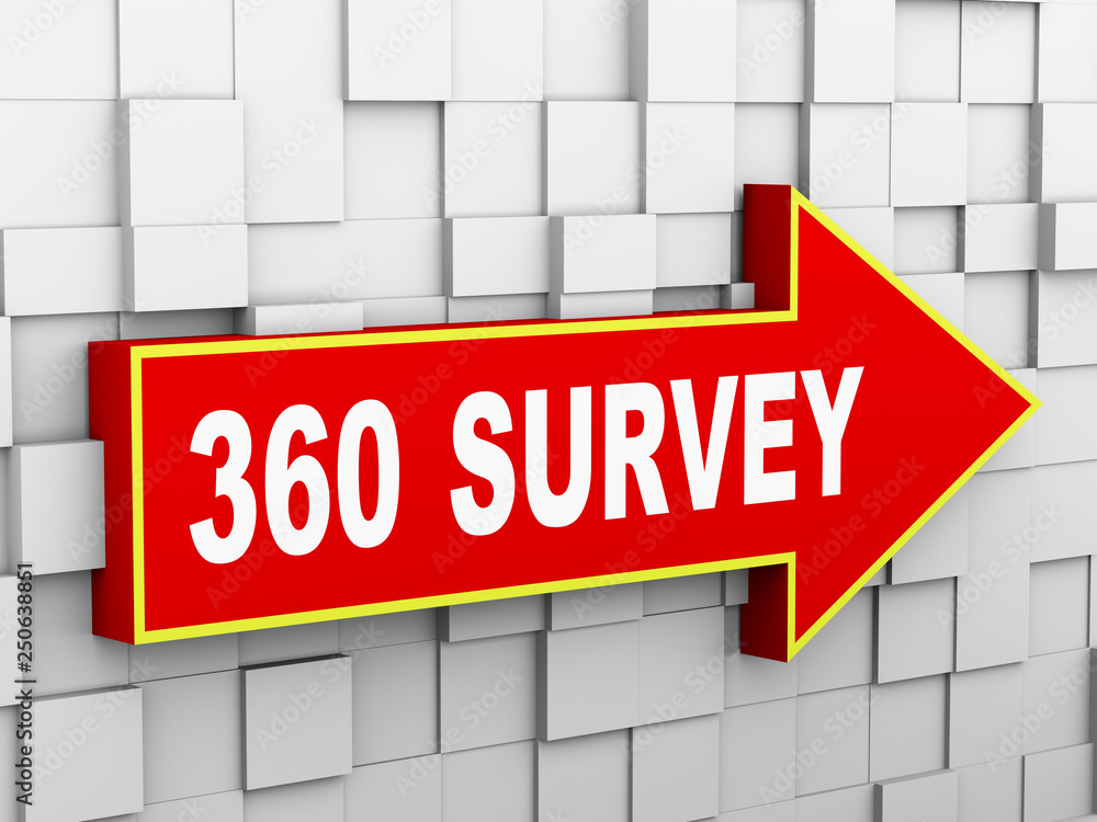 Obraz premium 3d abstract cube wall arrow - 360 survey