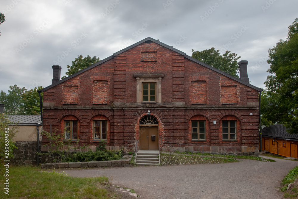 Two-storey red brick house