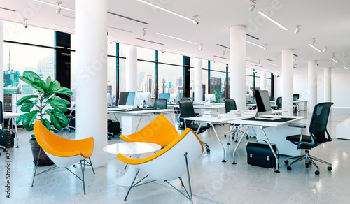 3d modern office interior render photo