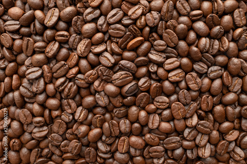 Roasted of coffee beans for background. Close-up.