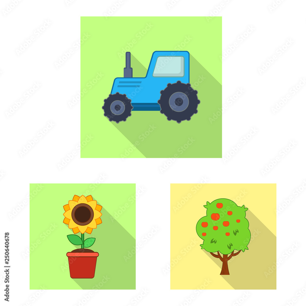 Isolated object of farm and agriculture logo. Collection of farm and plant stock symbol for web.