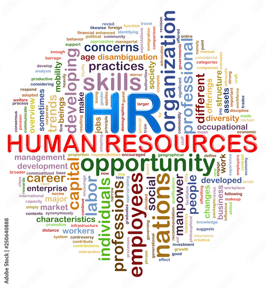 Circular design hr Human resources word tags wordcloud
