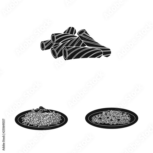 Vector design of pasta and carbohydrate symbol. Set of pasta and macaroni vector icon for stock.